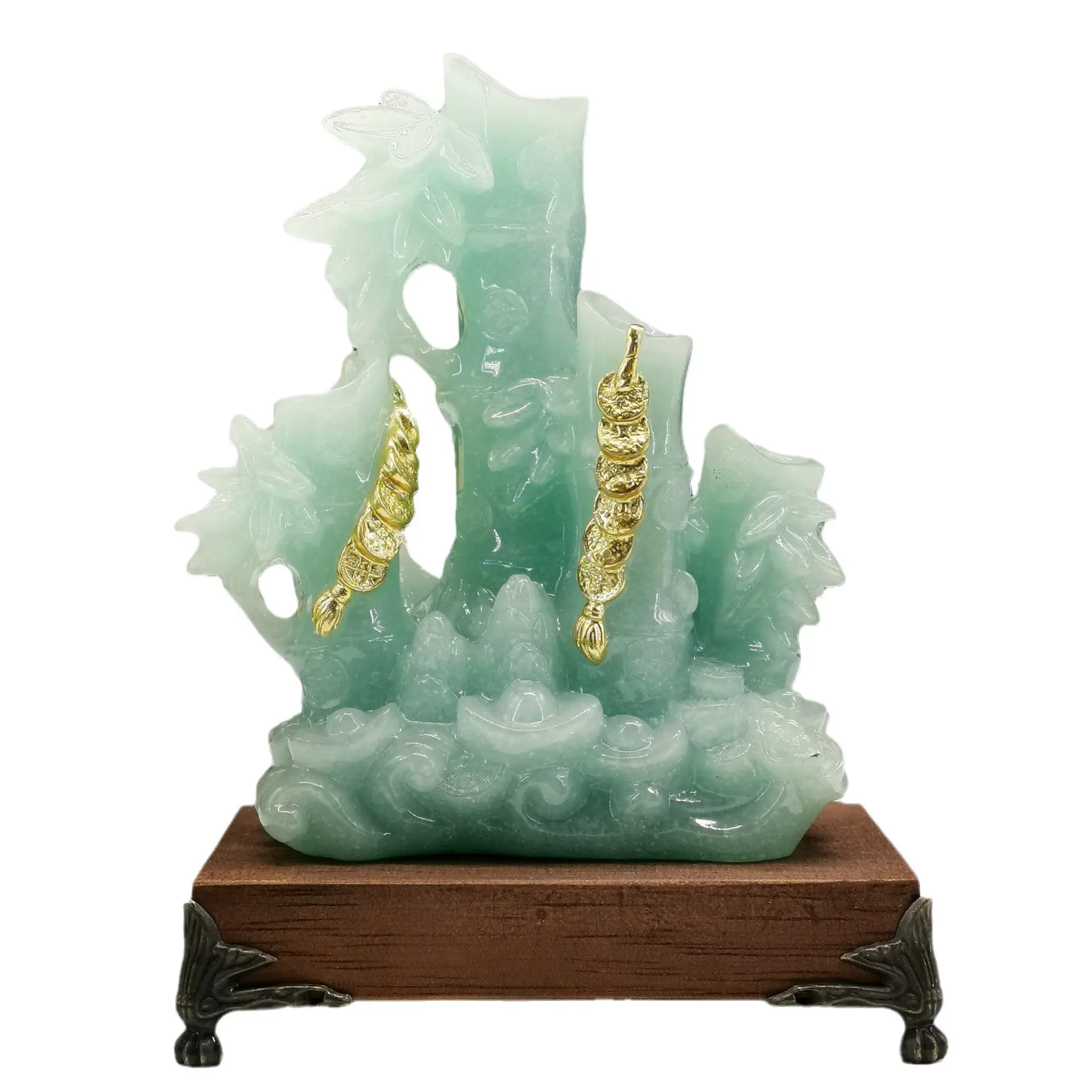 2023 Chinês Feng Shui Resina Artesanato Azul Jade Bambu Decoração Bambu 16Cm Casa Fortune Bambu Escultura