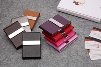 Werbe geschenk Personal isierte Visitenkarte halter Leder Aluminium Metall Visitenkarte Fall Box Für benutzer definierte Business Card Pocket