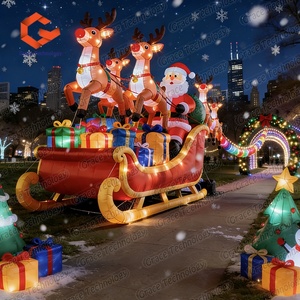 <span class=keywords><strong>Père</strong></span> <span class=keywords><strong>Noël</strong></span> gonflable suspendu sur un traîneau de rennes avec lumières LED, décoration de <span class=keywords><strong>Noël</strong></span> pour centre commercial - Product Image 4