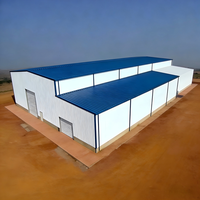 Entrepôt préfabriqué en structure acier multi-aisles moderne et personnalisable, abri de stockage écologique certifié ISO, résistant au vent et à la neige