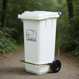 Bidone per Rifiuti 120 L con Pedale e Ruote, Bianco, per Uso Interno ed Esterno - Product Image 3
