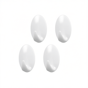 Small Egg Shaped Adhesive <b>Hooks</b> Pack Of 4 White Wall Mount <b>Hooks</b> For Home <b>Kitchen</b> Bathroom Use - Product Image 2
