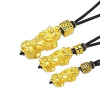 Pendentif Pixiu pour homme, porte-bonheur, nouveau collier en corde tressée plaqué or 999, perle de transfert pour femme, couple