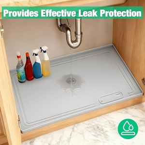 Under Sink Mat Waterproof Silicone Under Sink Mats for Kitchen, Anti-Leak <strong>Shelf</strong> <strong>Liner</strong> &amp; Cabinet Protector with Raised Edge - Product Image 3