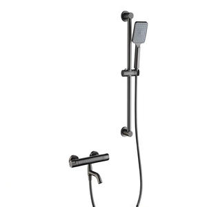 Ensemble de douche mural thermostatique moderne et minimaliste tout en cuivre, gris anthracite, avec douchette à main - Product Image 4