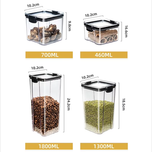 Bocaux de conservation alimentaire modernes en plastique PET hermétiques, adaptés au congélateur, durables, pour la cuisine, contenants pour aliments et boissons, café, thé, épices, aliments secs - Product Image 4