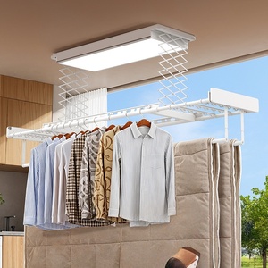 Tendedero de ropa ultrafino de doble fila con control remoto, elevación inteligente y barra de secado automático. - Product Image 2