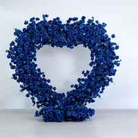 Arche de mariage en forme de cœur en soie rose faite à la main, cadre de fond de scène de mariage avec fleurs artificielles