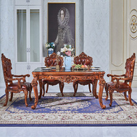 Ensemble de table et de chaises de salle à manger de style européen d'inspiration antique, meubles de salle à manger classiques de luxe en bois massif pour toute la maison