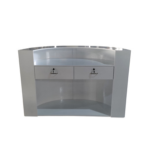 Best Selling Curved Luxury Design Wood White Salon Furniture Modern Reception <b>Desk</b> for Mall Workshop Use Adjustable Height - Product Image 5