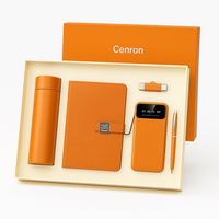 Juego de Regalo de Oficina de Cuero CL Deluxe, Botella Térmica, Cuaderno A5, Bolígrafo Metálico, USB y Cargador, para Apreciación al Cliente