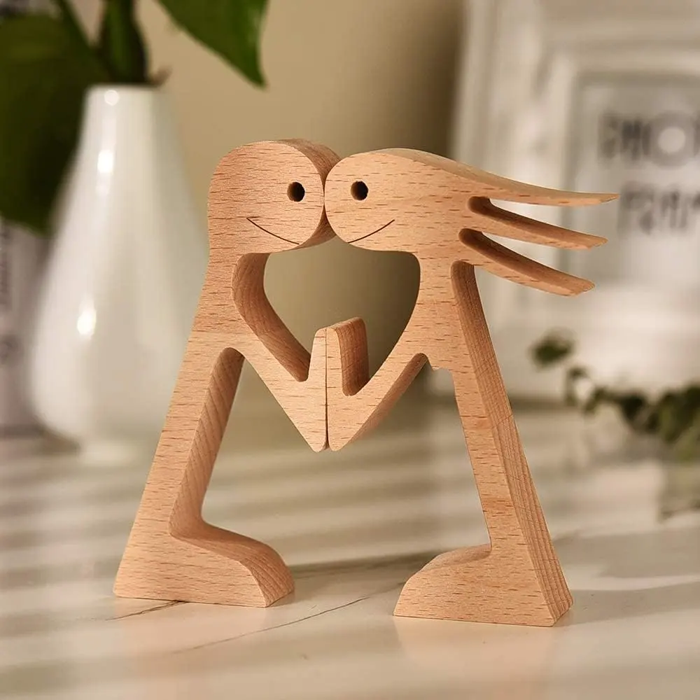 Artesanías creativas de madera Regalos para madre y niño Estatua familiar Esculturas familia Amor