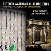Guirlandes LED cascade IP65, câble en caoutchouc 10m, blanc chaud, grande décoration extérieure pour façade de bâtiment, Noël, usage commercial