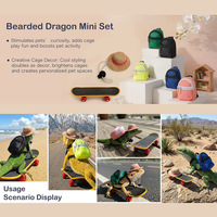 Ensemble de jouets de skateboard pour petits animaux - Mini-trottinette amusante pour lézards avec sac à dos, planche d'exercice en plastique pour perroquets de petite taille