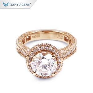 Tianyu joyería fabricante China 1 2 3 4 5 quilates sólido 14K 18K VVS Real Moissanite oro amarillo promesa Mossanite anillos de boda - Product Image 2