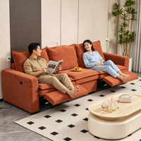 Ensemble de canapés modulaires électriques inclinables personnalisables en tissu pour salon, avec housse amovible et fonction de mouvement électrique
