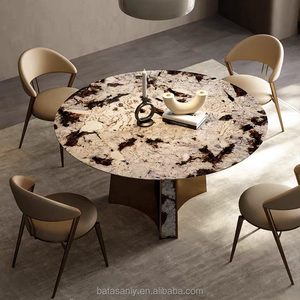 เก้าอี้รับประทานอาหารสแตนเลสสตีลขาสีทองหรูหราสไตล์โมเดิร์นหุ้มหนังสีเทาและสีทองสำหรับร้านอาหารของโรงแรม - Product Image 4