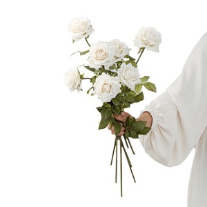 Bouquet de roses artificielles Haiyi, fleurs en soie, 10 cm-30 cm, décoration de la maison, accessoires de mariage - Product Image 5