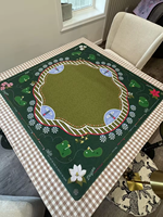 Vente en gros : Ensemble de tuiles de mahjong américaines modernes en acrylique à 4 couches, à thème golf (fairways et fleurs), avec dos rayé