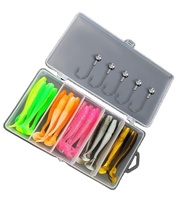 Ensemble de leurres de pêche au bar 31 pièces 55mm 65mm 75mm avec boîte, leurres à tête plombée, ensemble de leurres de pêche étanche et durable, ensemble de leurres nageurs