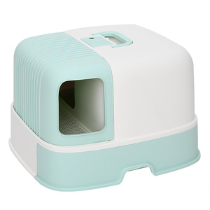 Bac à litière pour chat avec tiroir, style couloir pour animaux, toilette semi-fermée, grand bac à litière pour chat avec contrôle des odeurs. - Product Image 5