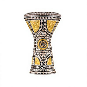 Gawharet El Fan 17,5 pouces, Darbuka Doumbek égyptien en aluminium et nacre incrustée, fait main (Or, Turquoise, Vert, Rouge, Rose) - Product Image 3
