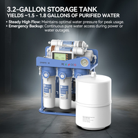 Système de filtration d'eau potable alcaline minérale RO 75 GPD à 7 étapes OEM/ODM pour usage domestique et hôtelier, sans réservoir, avec moniteur TDS