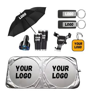 Coffret Cadeau Promotionnel de Luxe Personnalisé pour Voiture : Parapluie, Porte-clés, Gobelet, Désodorisant, Pare-soleil et Pare-vent - Product Image 1