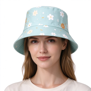 Chapeau Bob Réversible à Imprimé Floral en Polyester et Coton, Protection Solaire, Casquette de Pêcheur 58-60CM, Idéal Plage et Voyage - Product Image 1