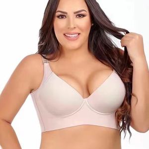 Soutien-gorge push-up sans couture uni, à dos sport en maille avec anneau en acier, décolleté en V profond, effet push-up pour petite poitrine, style quotidien, populaire transfrontalier - Product Image 5
