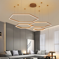 Lustre Moderne de Haute Qualité pour Salon Créatif avec Anneaux LED Suspendus