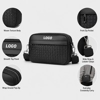 Sac de poitrine portable antivol en PU de haute qualité, sac messager de créateur pour homme, sac bandoulière croisé