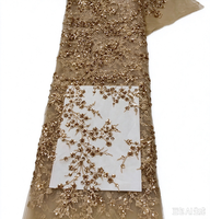 Tissu en tulle brodé floral HAPPEAK pour mariage, tissé à la chaîne, avec sequins et dentelle, 100 % polyester, respirant, écologique, poids moyen