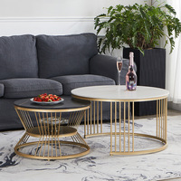 Table basse en marbre et métal de style italien, luxe léger, minimaliste, tendance, pour petits salons, design classique à deux niveaux imbriqués