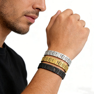Factory 316 Stainless Steel Gold Plated Zircon Trendy Therapy <strong>Magnetic</strong> Couple <strong>Bracelet</strong> for <strong>Women</strong> Men OJ Brand - Product Image 3