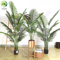 Plante artificielle en plastique de type Areca tropicale en gros pour la décoration intérieure, palmier artificiel vert en pot pour Noël et Pâques