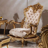 Ensemble de canapés en bois de style français antique, meubles de palais de villa avec tissu et sculpture en bois massif pour le salon