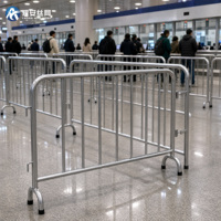 Barrière piétonne pliable autoportante en acier galvanisé soudé, économique, hauteur personnalisable pour centre commercial