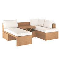 Meubles de patio modernes en rotin, canapé d'angle de salon extérieur, ensemble de canapés modulaires en osier, canapé de jardin en forme de L pour l'arrière-cour