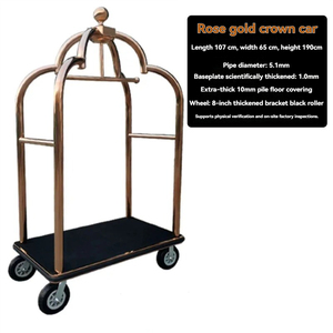 Chariot de réception pour conciergerie d'hôtel, chariot à plateau coulissant en acier inoxydable, chariot de transport de bagages pour passagers d'aéroport - Product Image 1
