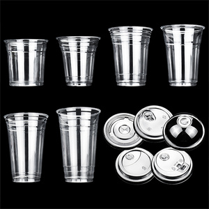 Anpassbare 16-24 oz Einweg-PET-Plastikbecher mit Einzelwand, Umweltfreundlich, <span class=keywords><strong>Transparent</strong></span>, mit Deckeln für Kaltgetränke, Kaffee, Tee, <span class=keywords><strong>Desserts</strong></span> - Product Image 2