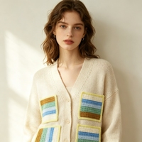Patch carré de 11 cm en tissu tissé à rayures colorées, imitation crochet fait main, à coudre sur chapeau, vêtement, poche ou pour la couture de vêtements
