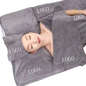 customized logo bed towel microfibre pillow quick dry towel head towel for beauty salon and spa