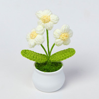 Fleur en crochet faite à la main, plante en pot, fil tricoté, mini-fleur en pot, ornement de bureau, en stock