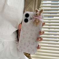 Coque de téléphone portable Ins Crush Flowers Cute Doll Rabbit pour iPhone 17 Air 16 Pro Max, coque arrière antichoc mignonne et tendance