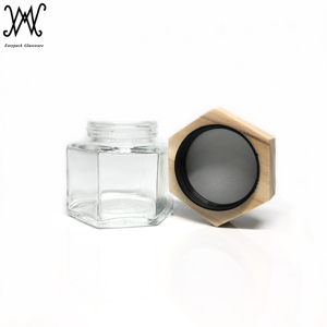 Lọ Thủy Tinh Lục Giác Nhỏ Với Nắp Vít Bằng Gỗ Cho Kem Mỹ Phẩm Mứt Mật Ong - Product Image 5