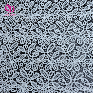 Tissu brodé élégant blanc soluble dans l'eau, dentelle africaine pure Ramage 100 % polyester légère pour textile de maison - Product Image 3