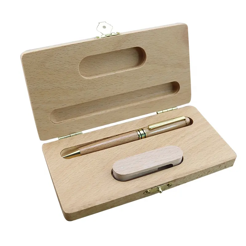 Neue Produkt idee Büro geschenk hochwertige Buche Holz USB Luxus Pen Drive Flash Drive personal isierte Kugelschreiber