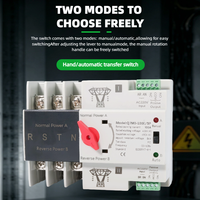 Commutateur de transfert automatique double alimentation 4P 4 pôles 3 phases 63A 100A AC 110V/220V Rail DIN Mini ATS Commutateurs de transfert automatique