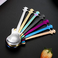 304 acier inoxydable cuillère guitare café remuer barre de glace barre de musique cuillère tasse Scoop en gros